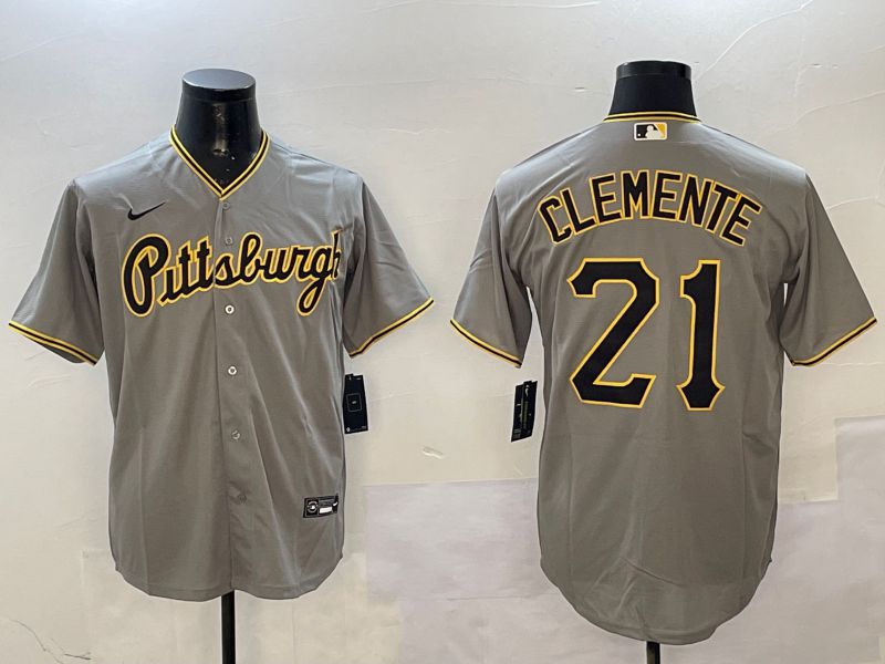 Men Pittsburgh Pirates #21 Clemente Grey Game Nike 2025 MLB Jersey style 1
